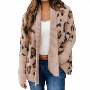 COPY - CAUGHT YOUR GAZE ANIMAL PRINT BROWN CARDIGAN